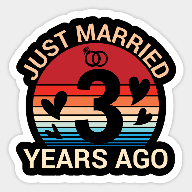 Just Married 3 Years Ago Husband Wife Married Anniversary Sticker by joandraelliot